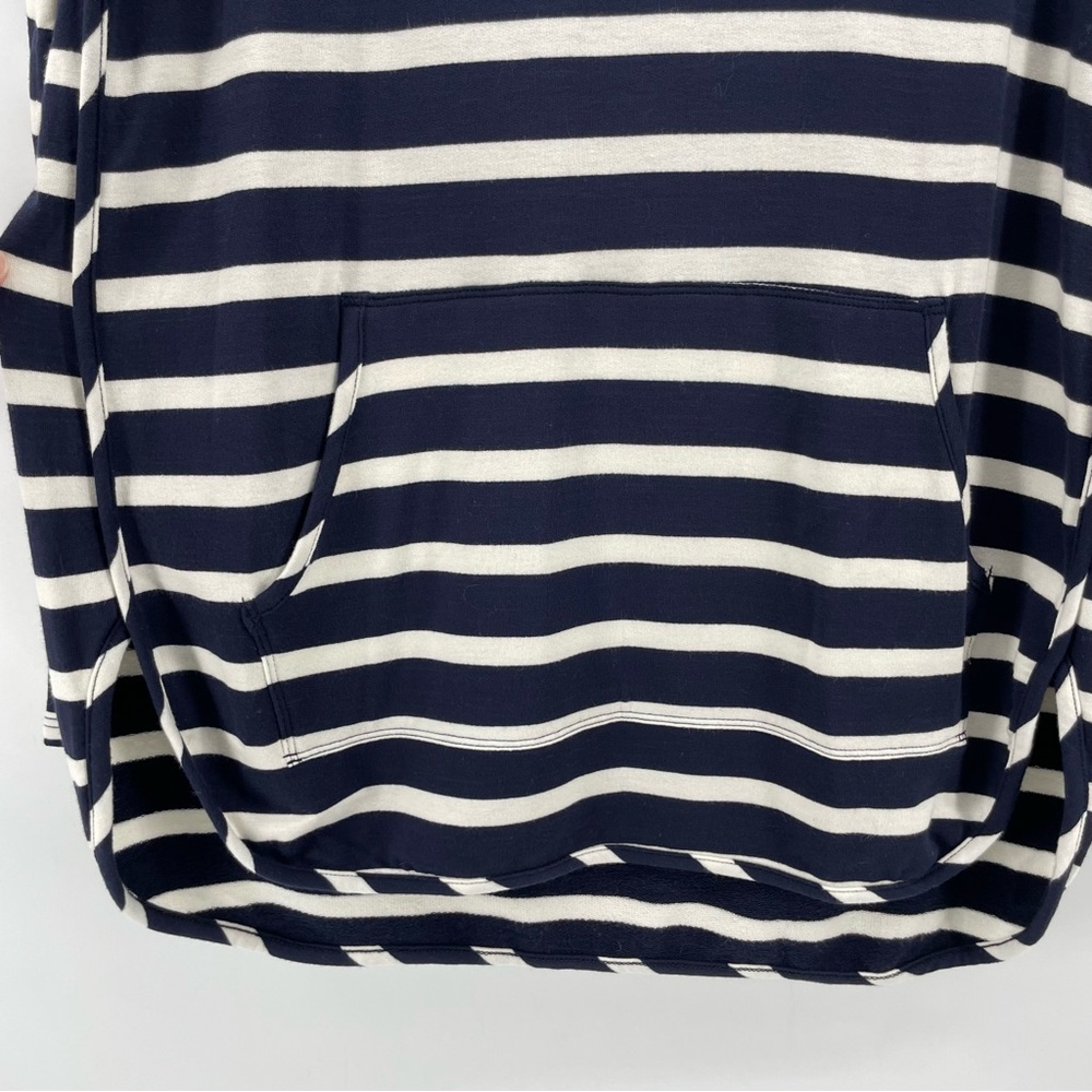 NEW Market & Spruce Milania French Terry Kangaroo Pocket Knit Top Navy Stripe L - Picture 3 of 7